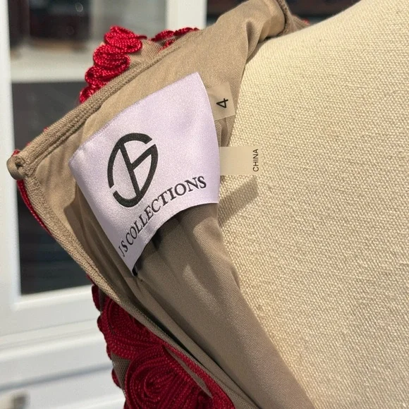 JS Collections Red Sequin Embellished Sheath Midi Dress - Picture 7 of 15